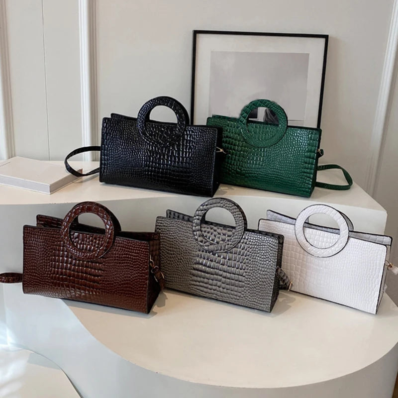 Women’s Luxury Crocodile Pattern PU Leather Handbag